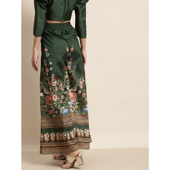 Shae By Sassafras Green Floral Wide Leg Pallazo Pants - Picture 2 of 6